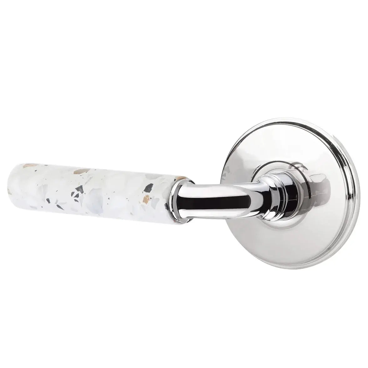 Emtek Light Terrazzo Lever with Watford Rosette and R-Bar Stem by Emtek