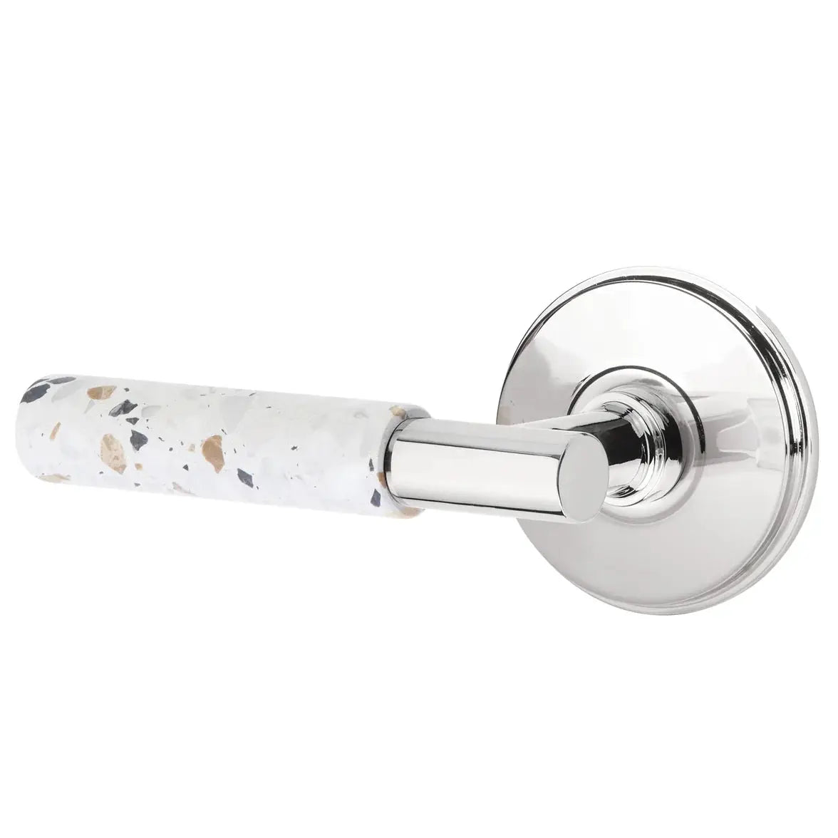 Emtek Light Terrazzo Lever with Watford Rosette and T-Bar Stem by Emtek