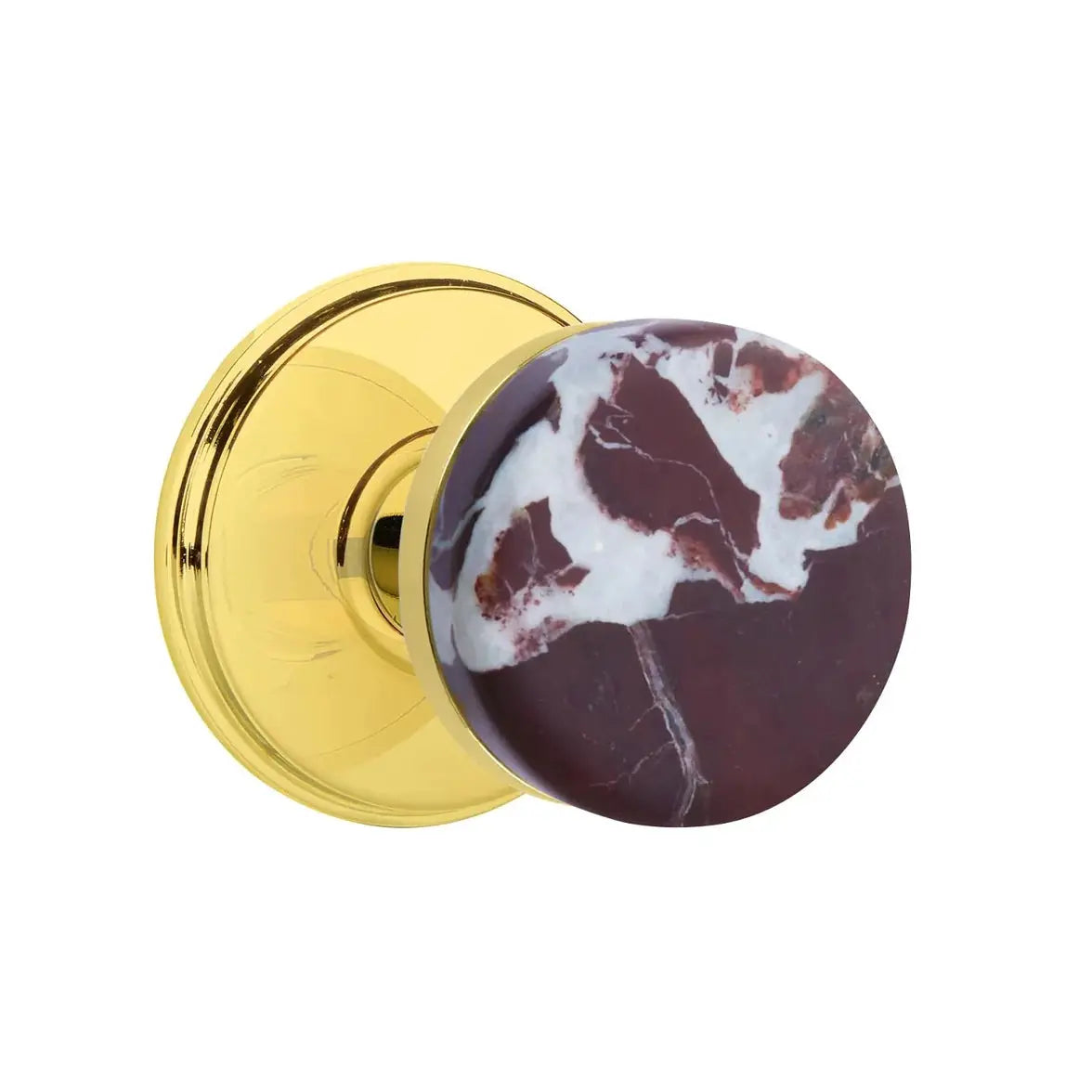 Emtek Rosso Levanto Marble Knob with Watford Rosette and Conical Stem by Emtek