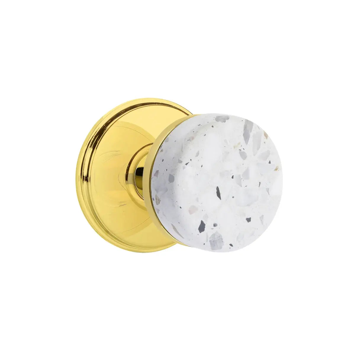 Emtek Light Terrazzo Knob with Watford Rosette and Conical Stem by Emtek