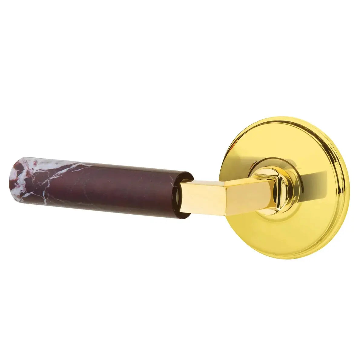 Emtek Rosso Levanto Marble Lever with Watford Rosette and L-Square Stem by Emtek
