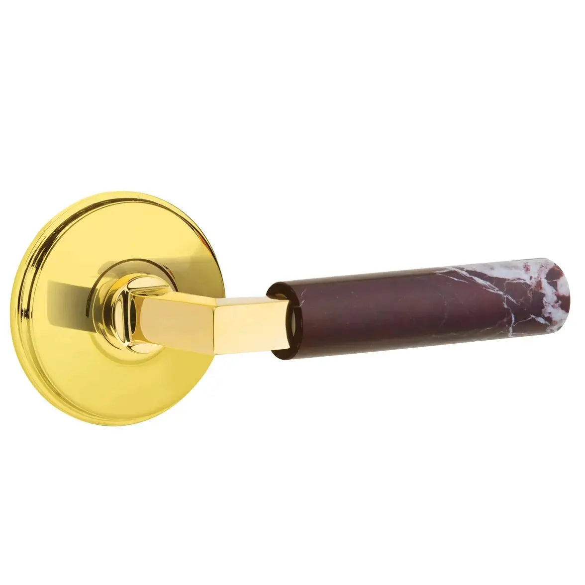 Emtek Rosso Levanto Marble Lever with Watford Rosette and L-Square Stem by Emtek