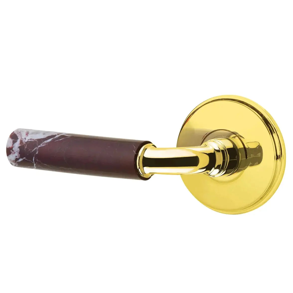 Emtek Rosso Levanto Marble Lever with Watford Rosette and R-Bar Stem by Emtek