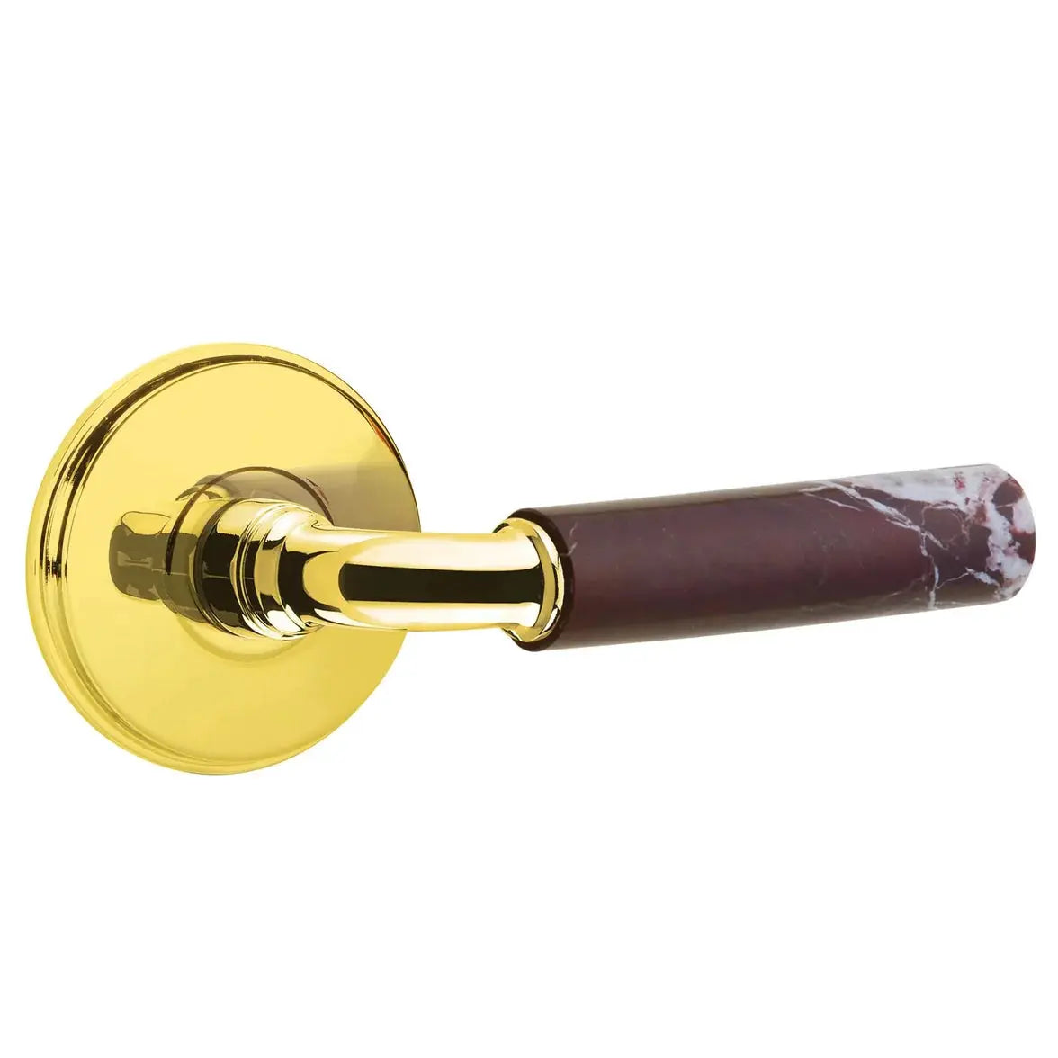 Emtek Rosso Levanto Marble Lever with Watford Rosette and R-Bar Stem by Emtek