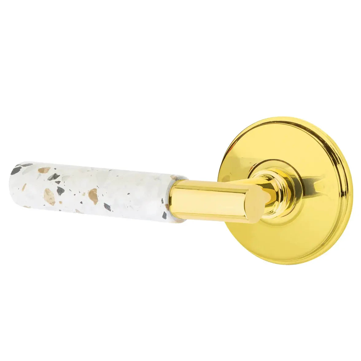 Emtek Light Terrazzo Lever with Watford Rosette and T-Bar Stem by Emtek