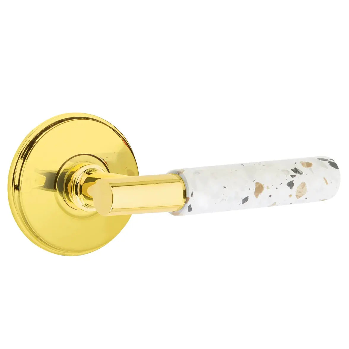 Emtek Light Terrazzo Lever with Watford Rosette and T-Bar Stem by Emtek