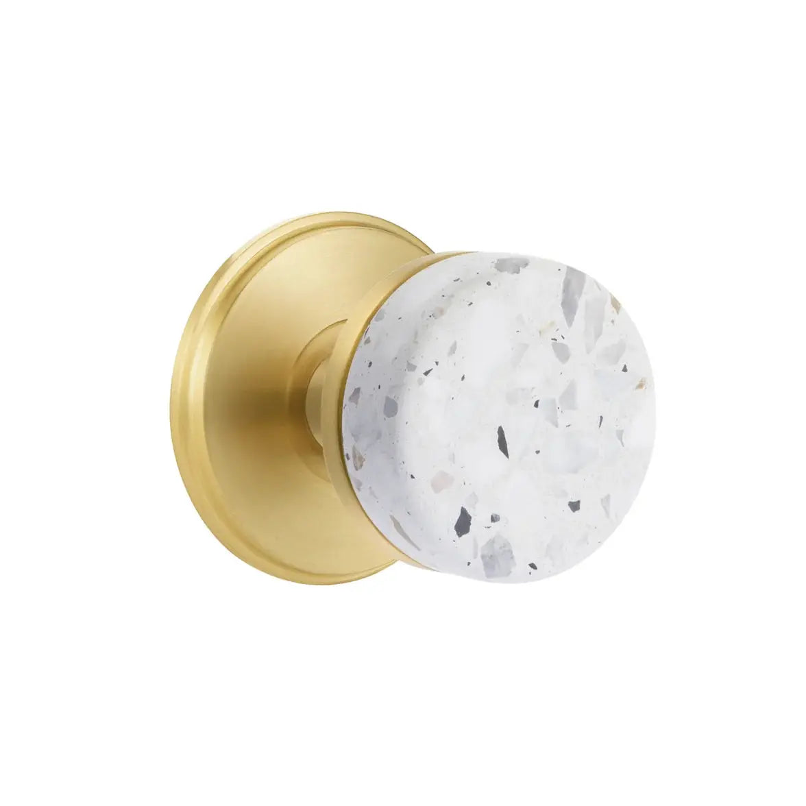 Emtek Light Terrazzo Knob with Watford Rosette and Conical Stem by Emtek