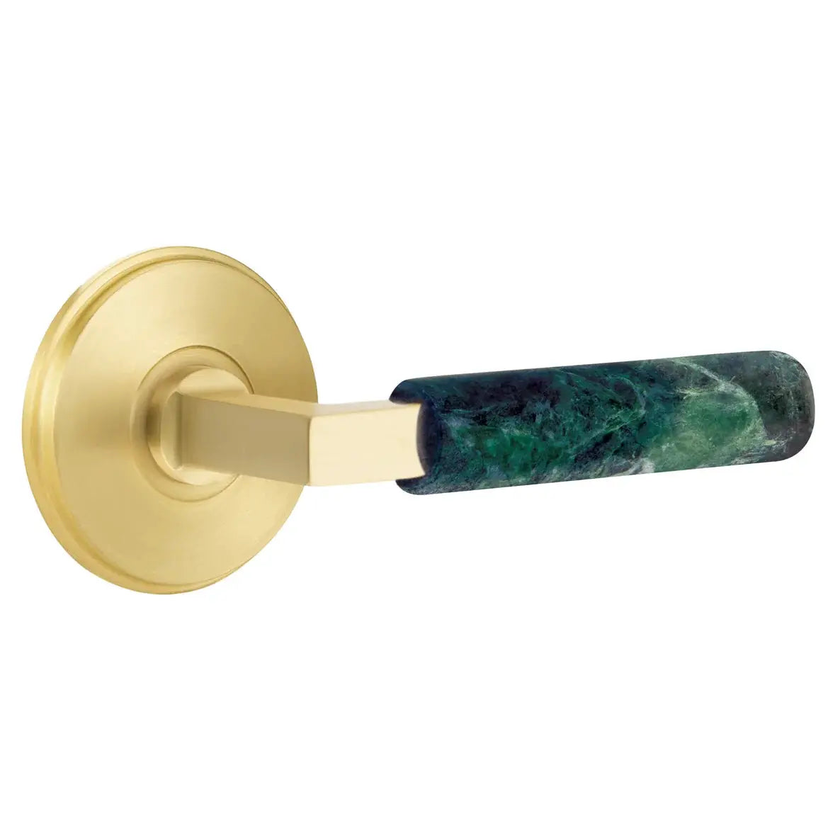 Emtek Green Marble Lever with Watford Rosette and L-Square Stem by Emtek