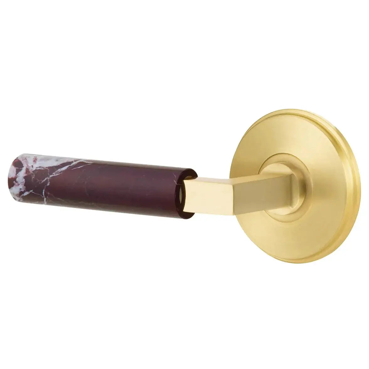 Emtek Rosso Levanto Marble Lever with Watford Rosette and L-Square Stem by Emtek