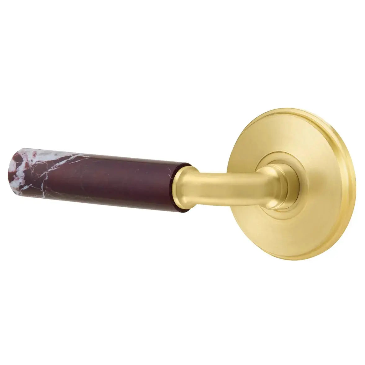 Emtek Rosso Levanto Marble Lever with Watford Rosette and R-Bar Stem by Emtek