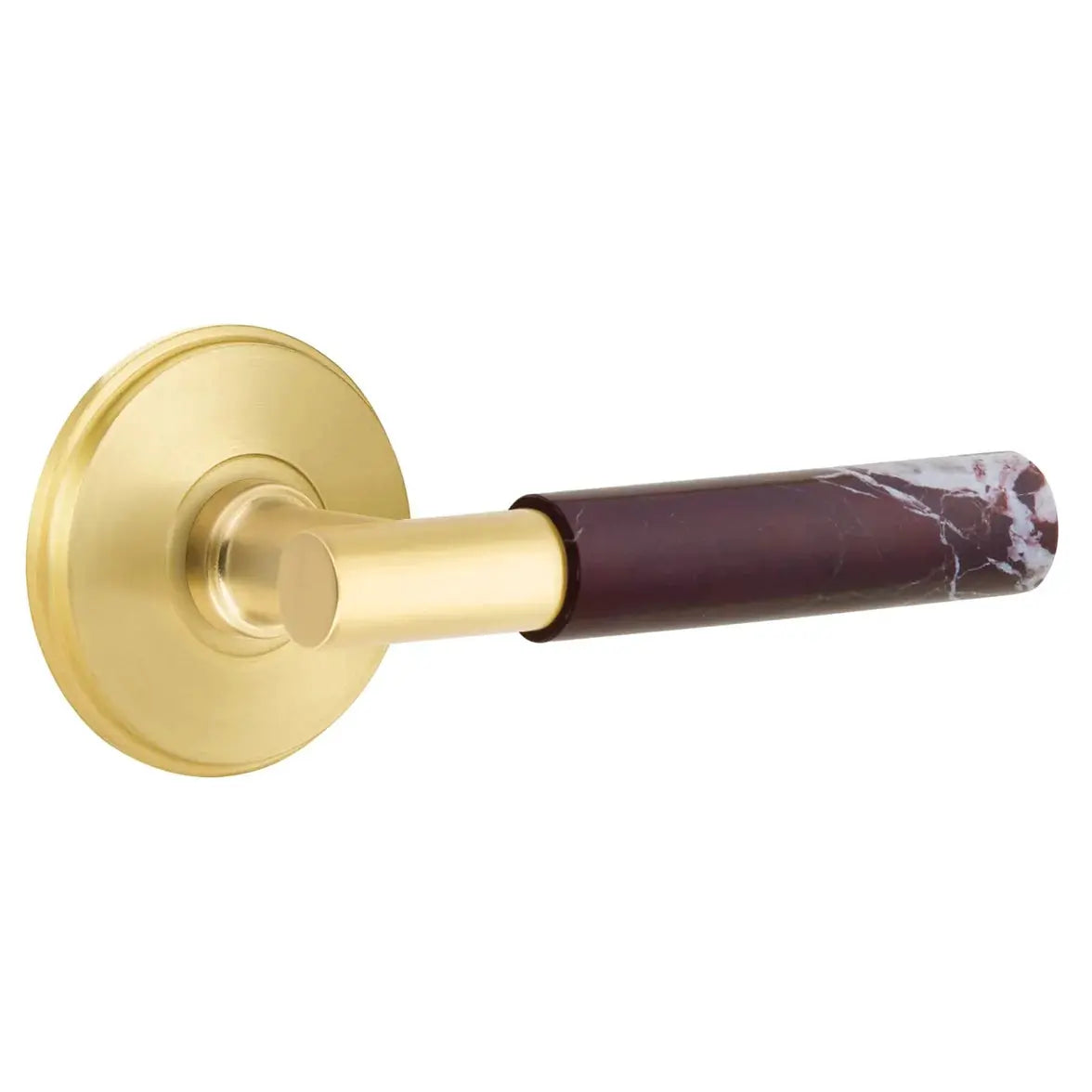 Emtek Rosso Levanto Marble Lever with Watford Rosette and T-Bar Stem by Emtek
