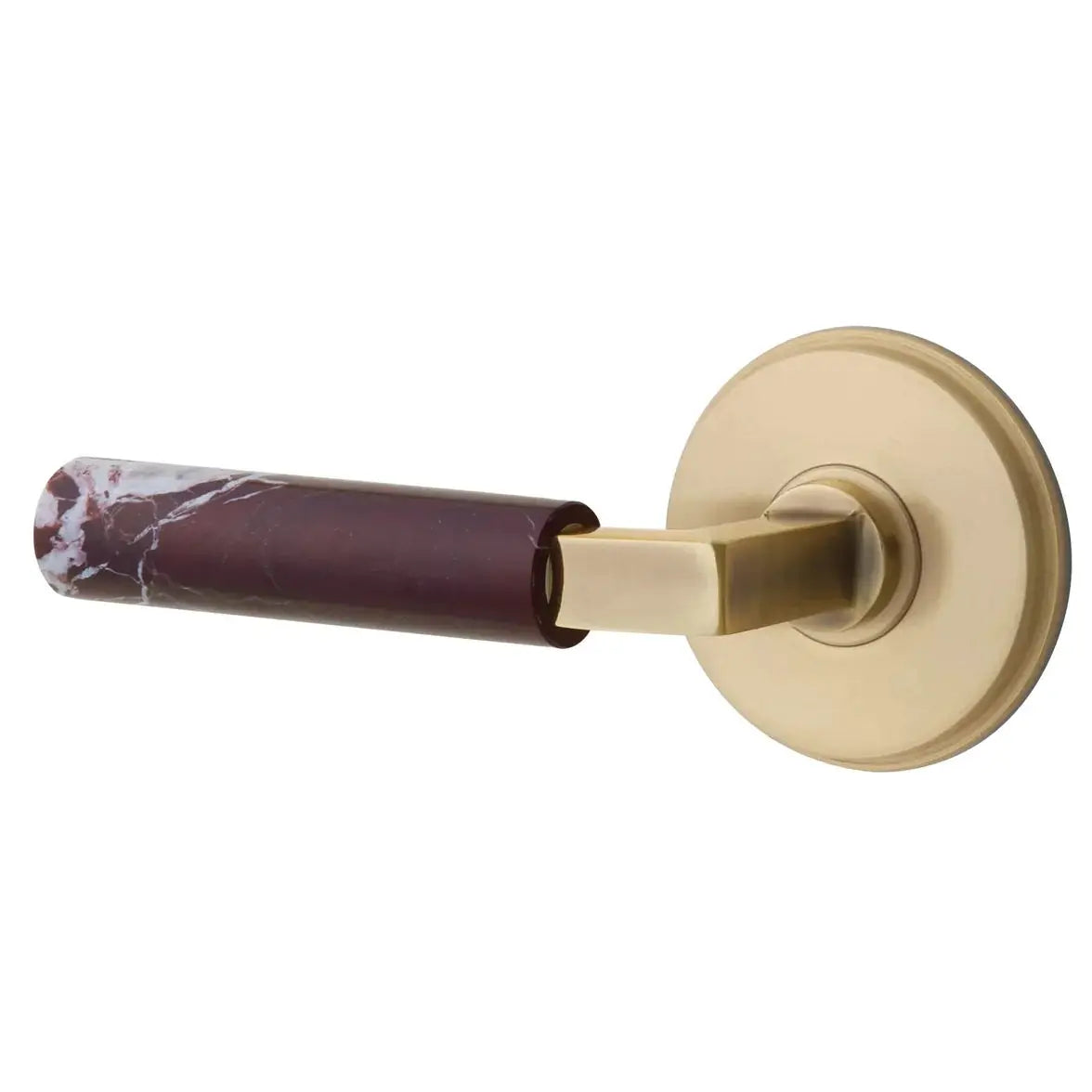 Emtek Rosso Levanto Marble Lever with Watford Rosette and L-Square Stem by Emtek