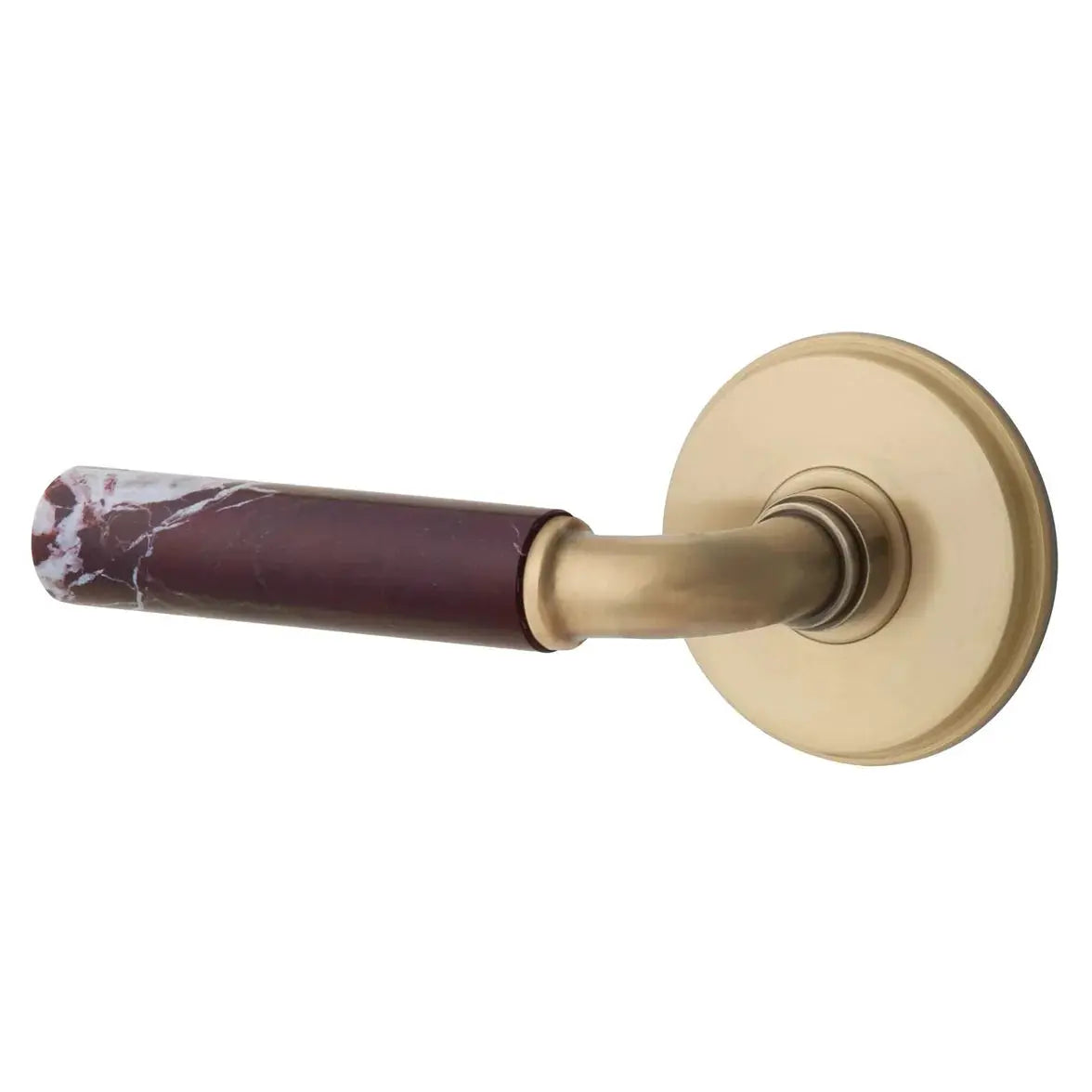 Emtek Rosso Levanto Marble Lever with Watford Rosette and R-Bar Stem by Emtek