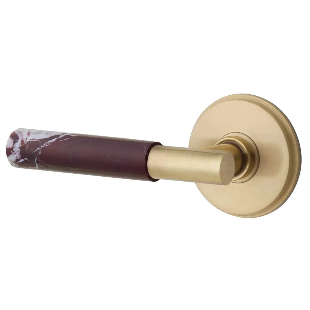 Emtek Rosso Levanto Marble Lever with Watford Rosette and T-Bar Stem by Emtek