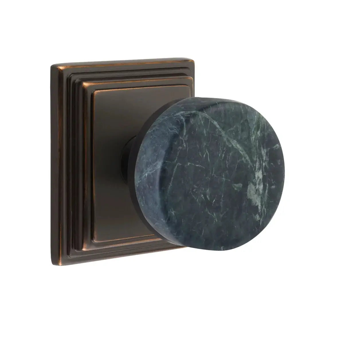 Emtek Green Marble Knob with Wilshire Rosette and Conical Stem by Emtek