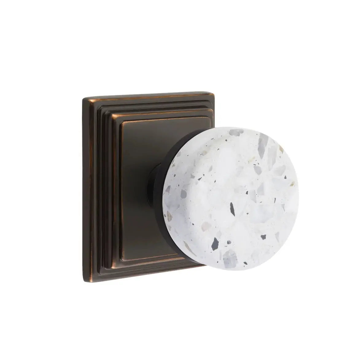 Emtek Light Terrazzo Knob with Wilshire Rosette and Conical Stem by Emtek