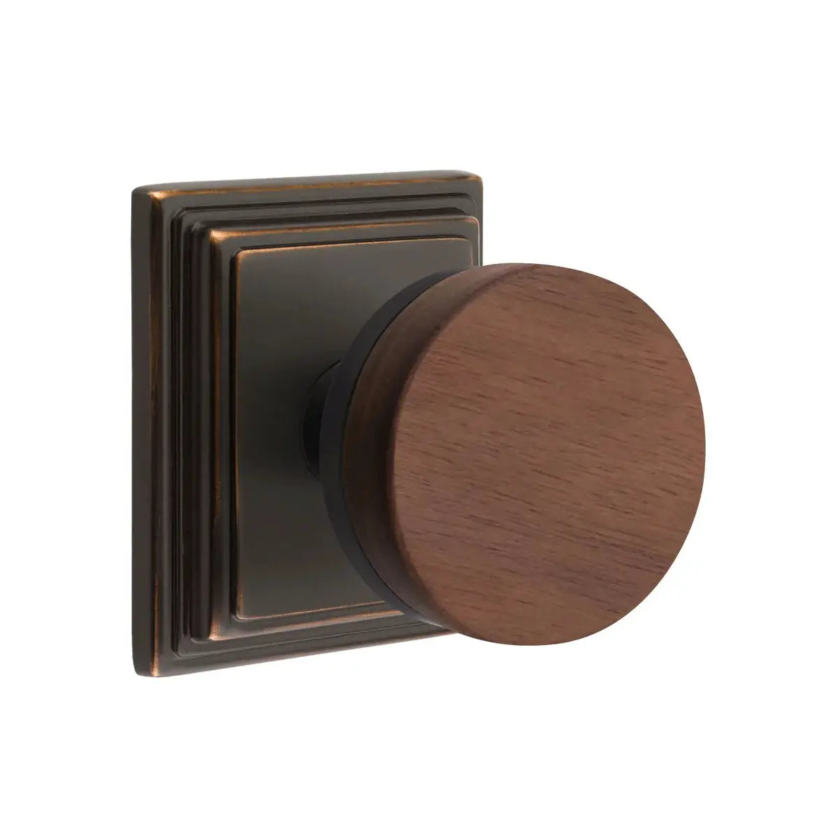 Emtek Walnut Knob with Wilshire Rosette and Conical Stem by Emtek