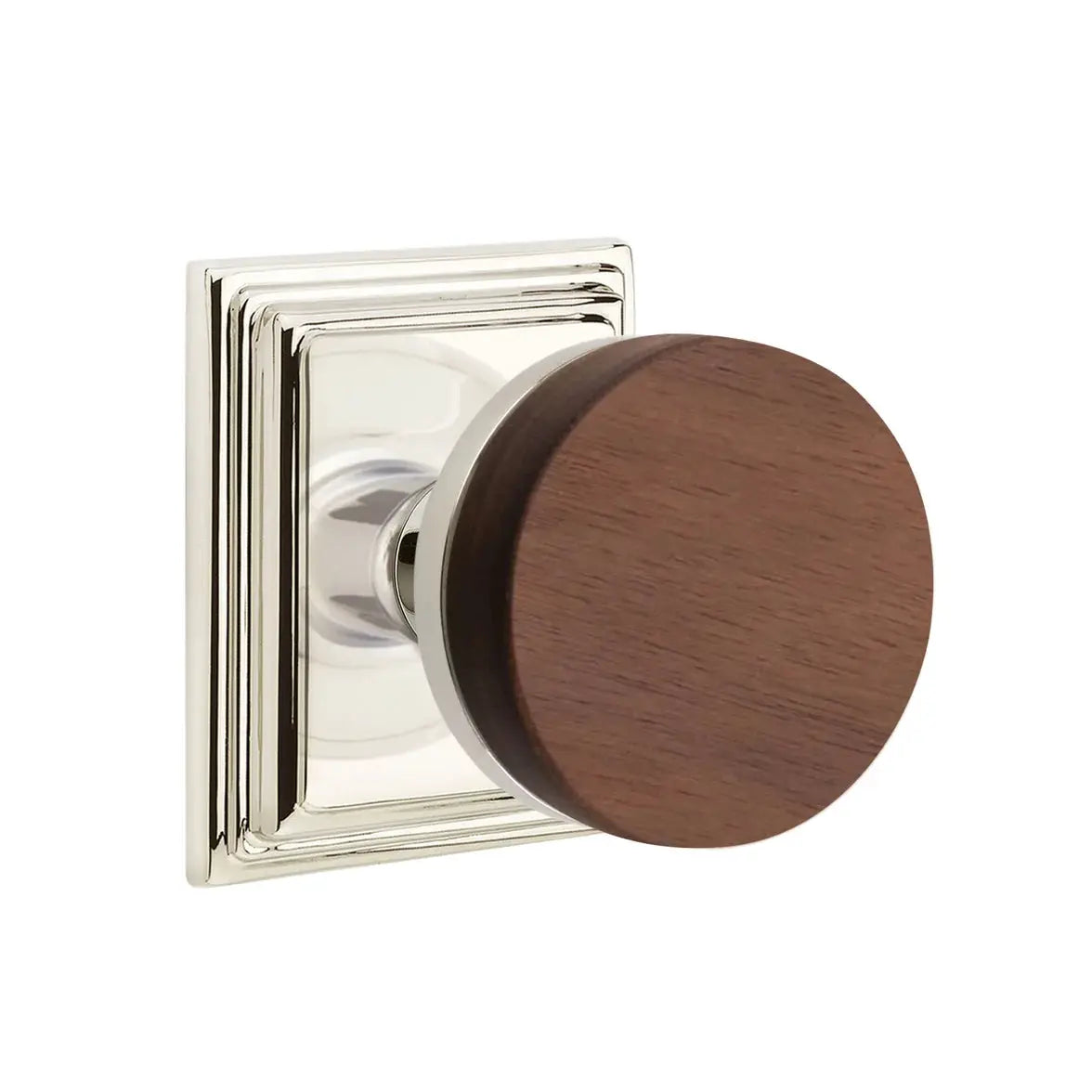 Emtek Walnut Knob with Wilshire Rosette and Conical Stem by Emtek