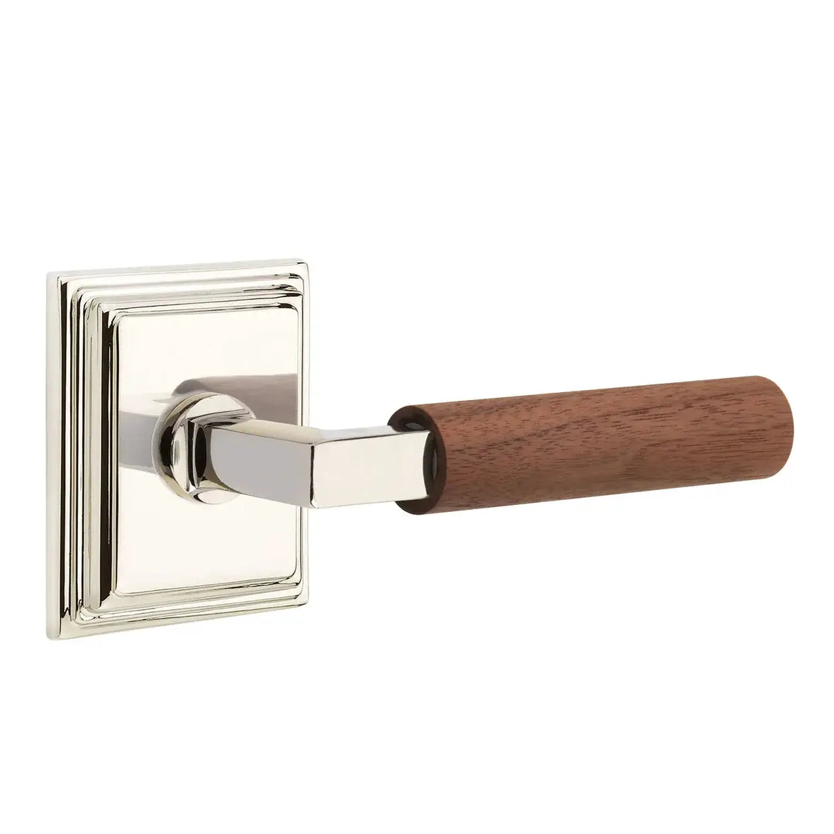 Emtek Walnut Lever with Wilshire Rosette and L-Square Stem by Emtek