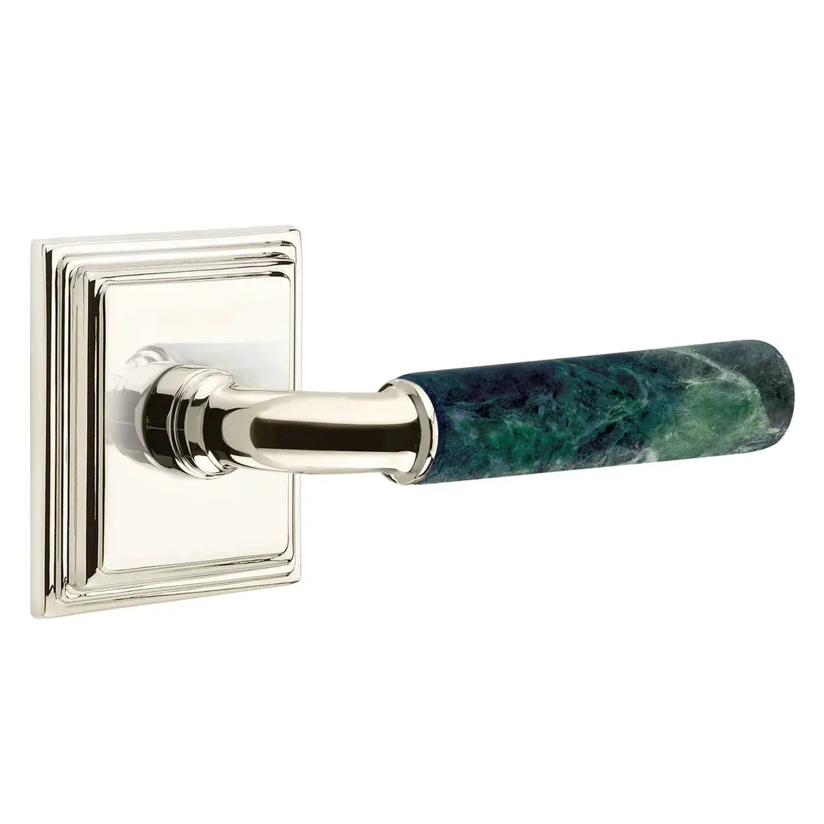 Emtek Green Marble Lever with Wilshire Rosette and R-Bar Stem by Emtek