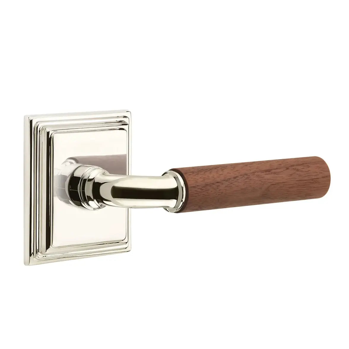 Emtek Walnut Lever with Wilshire Rosette and R-Bar Stem by Emtek