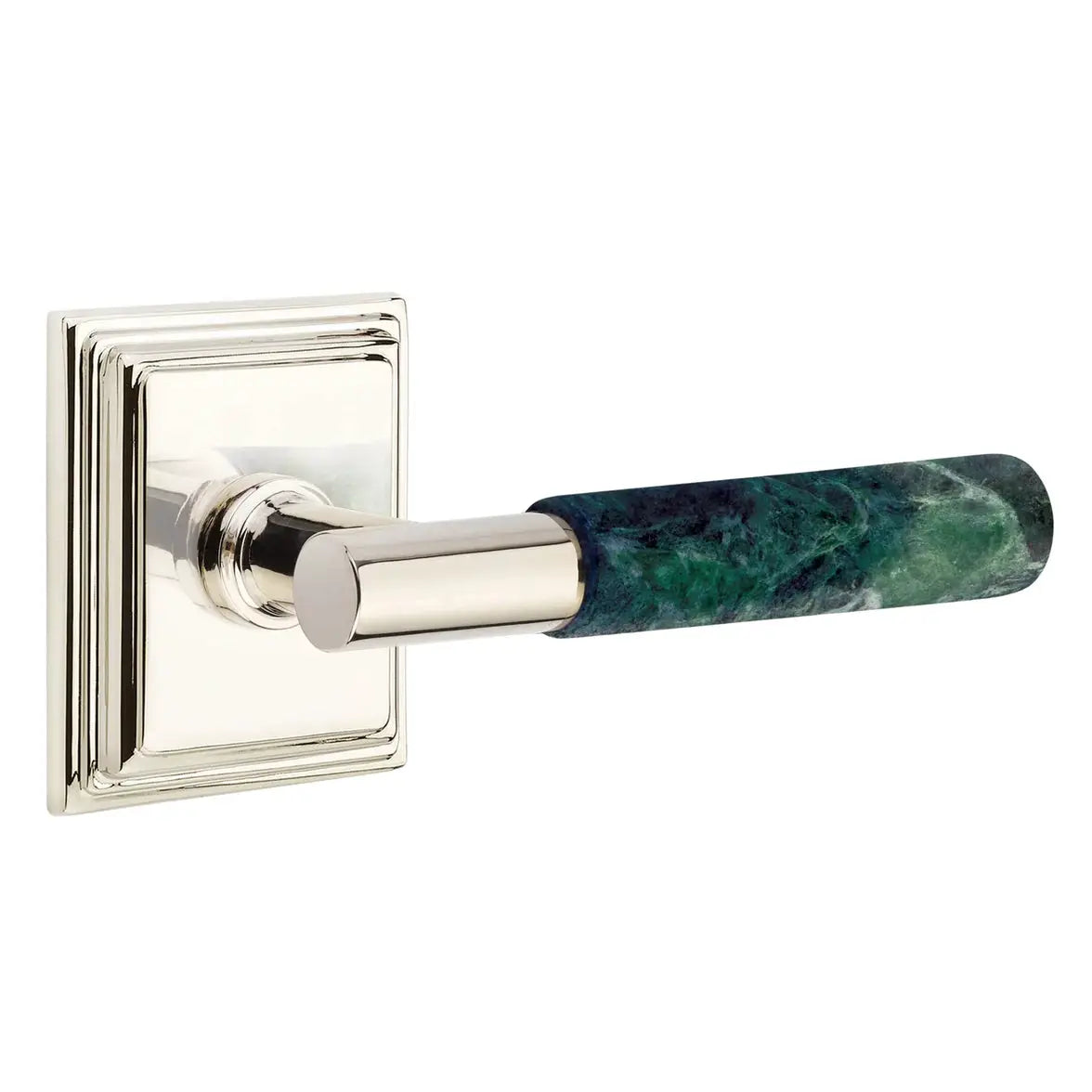 Emtek Green Marble Lever with Wilshire Rosette and T-Bar Stem by Emtek