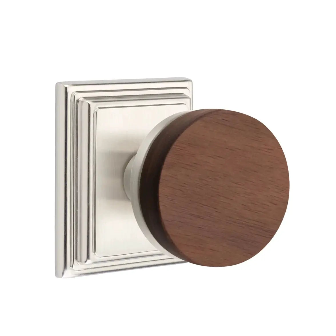 Emtek Walnut Knob with Wilshire Rosette and Conical Stem by Emtek