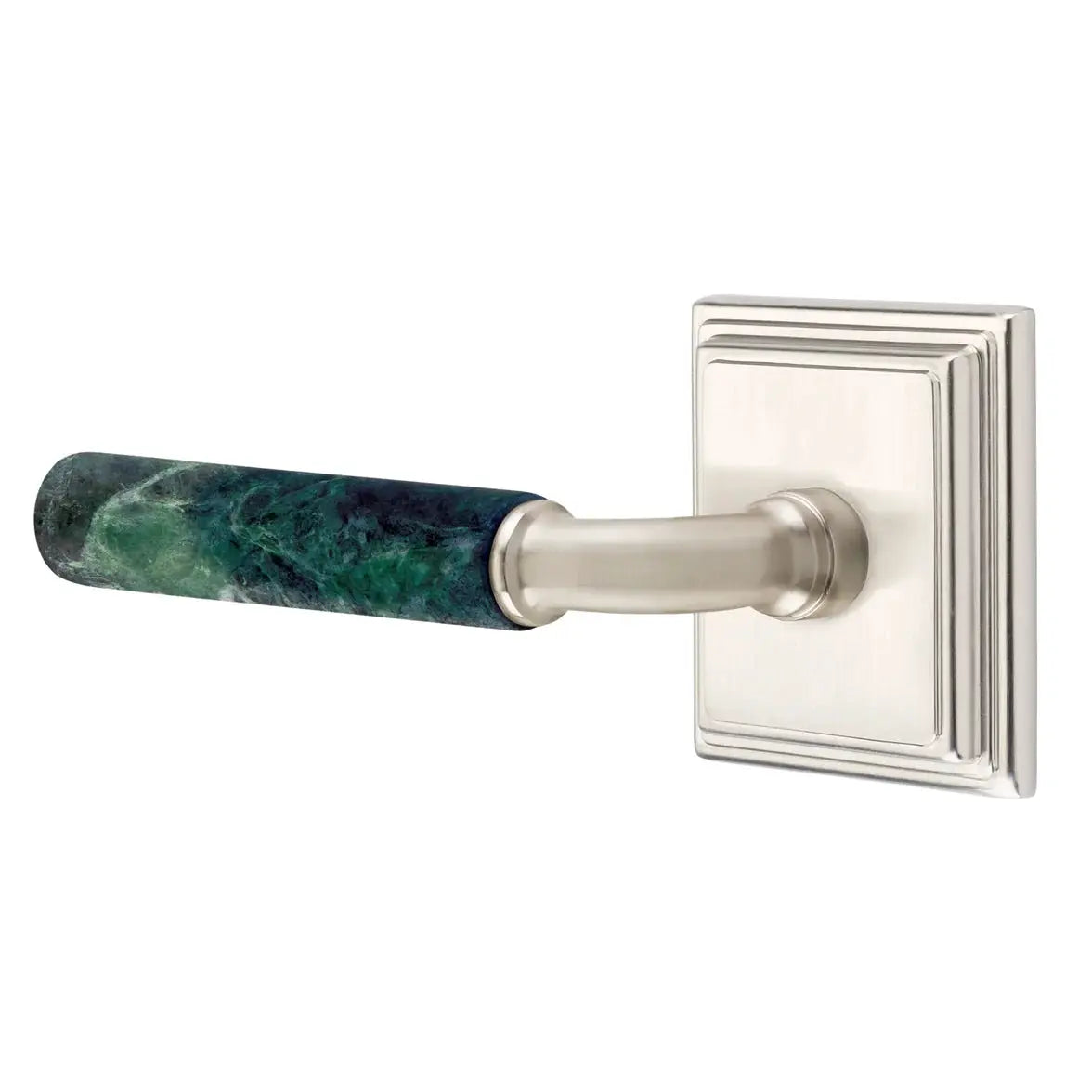 Emtek Green Marble Lever with Wilshire Rosette and R-Bar Stem by Emtek