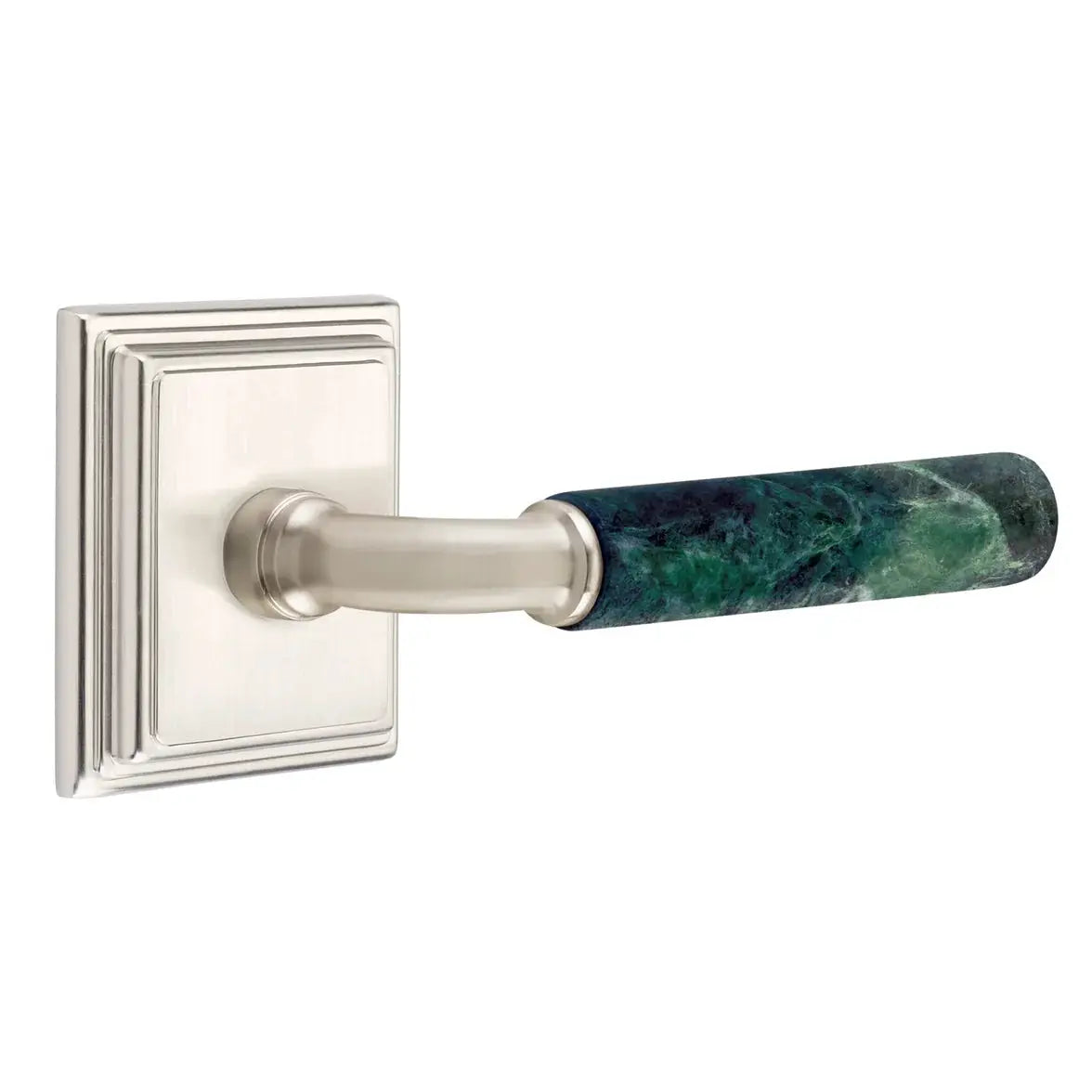 Emtek Green Marble Lever with Wilshire Rosette and R-Bar Stem by Emtek