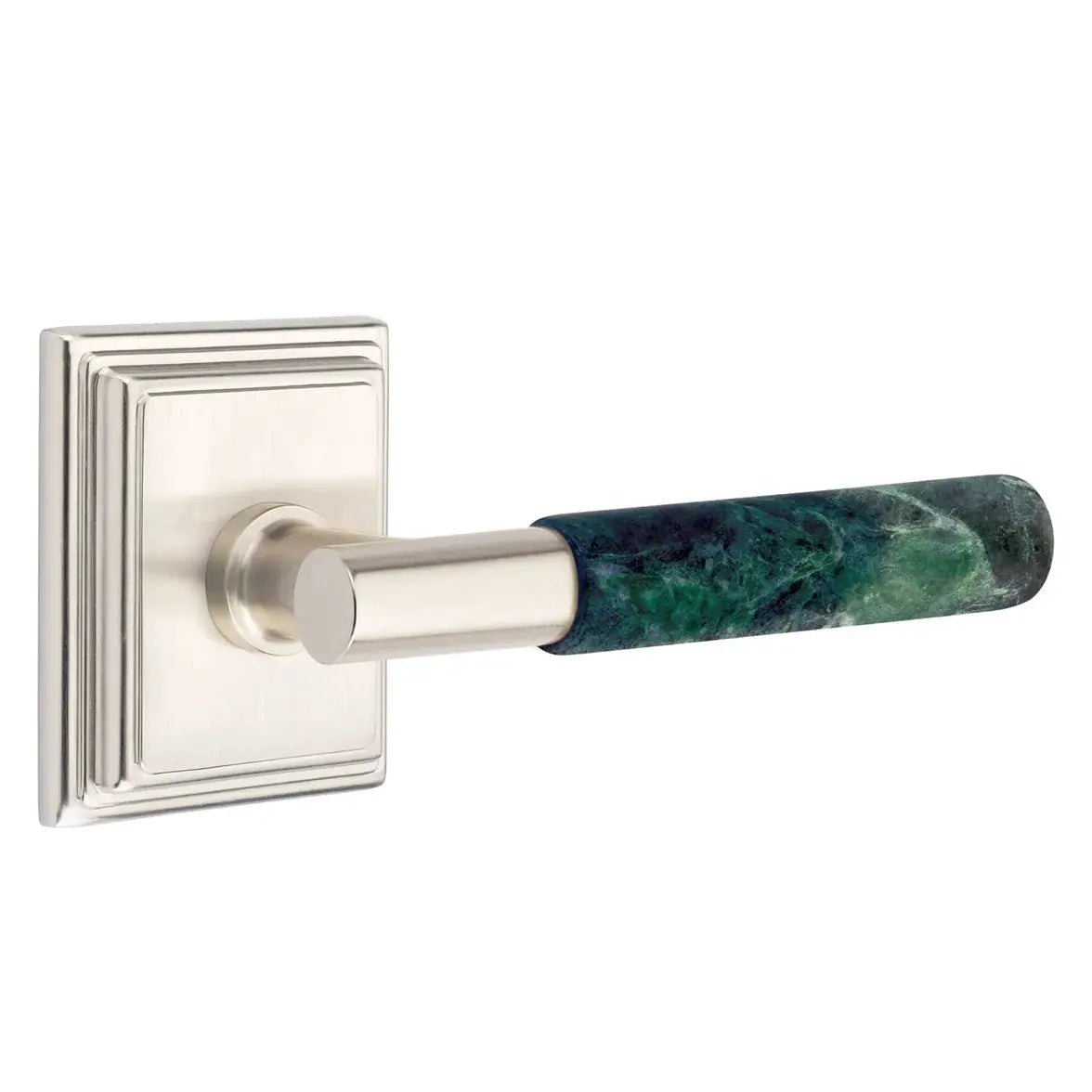 Emtek Green Marble Lever with Wilshire Rosette and T-Bar Stem by Emtek