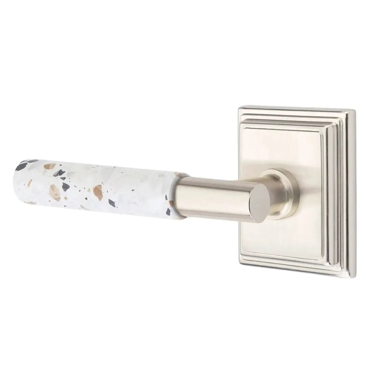 Emtek Light Terrazzo Lever with Wilshire Rosette and T-Bar Stem by Emtek