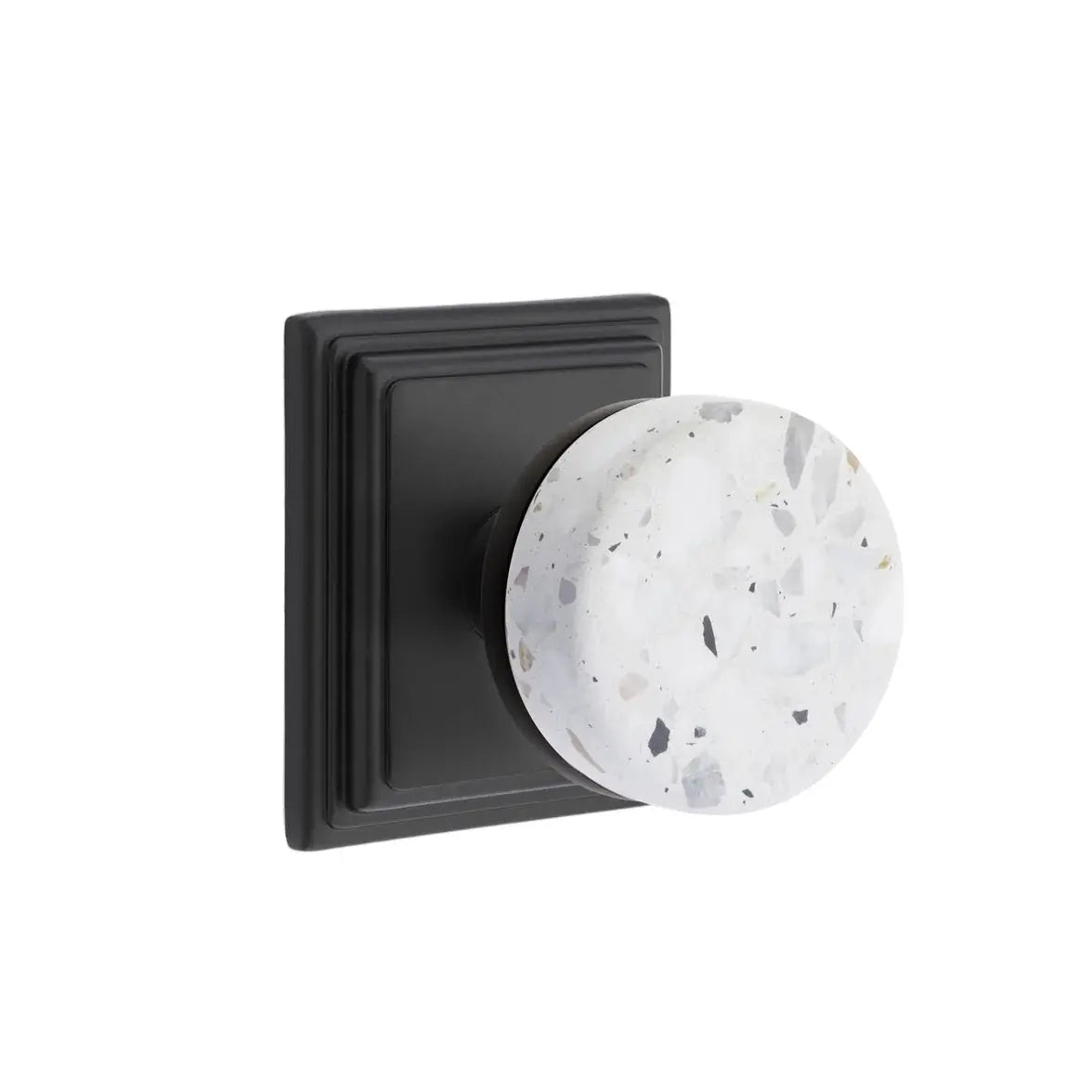 Emtek Light Terrazzo Knob with Wilshire Rosette and Conical Stem by Emtek