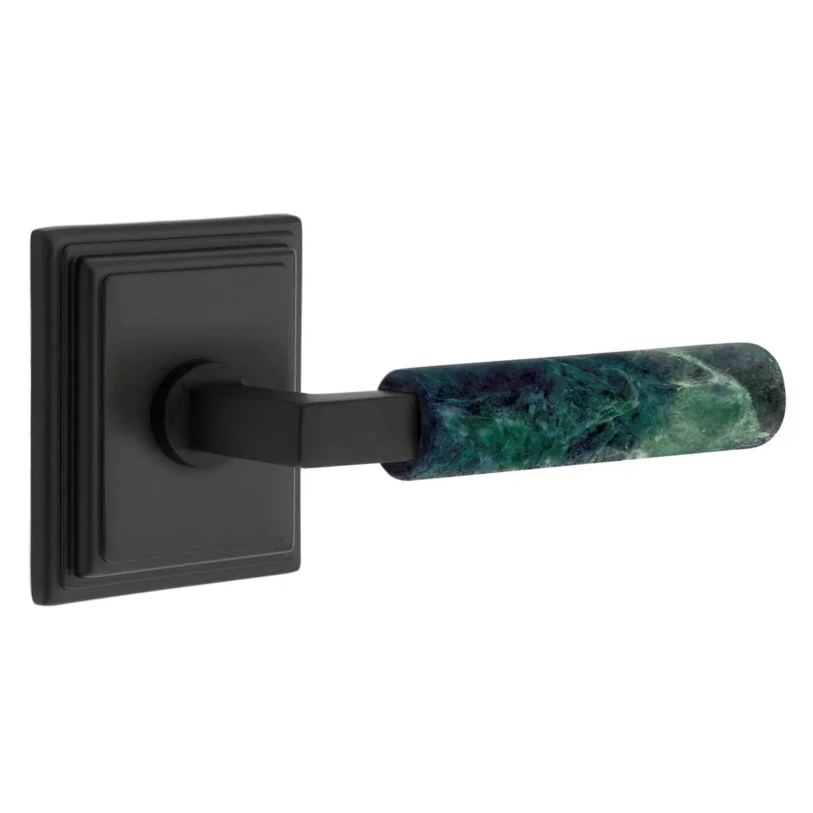 Emtek Green Marble Lever with Wilshire Rosette and L-Square Stem by Emtek