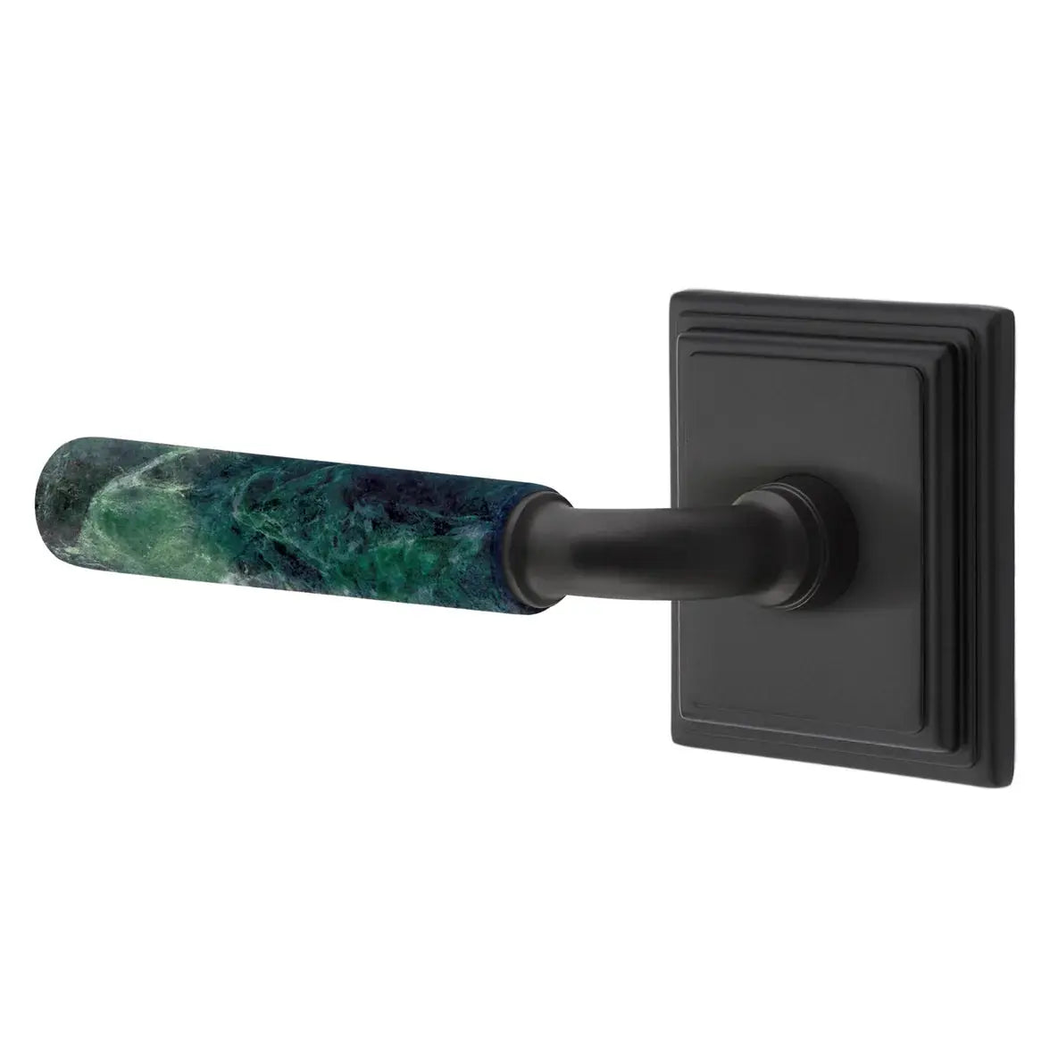 Emtek Green Marble Lever with Wilshire Rosette and R-Bar Stem by Emtek