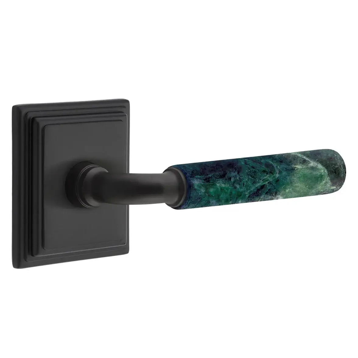 Emtek Green Marble Lever with Wilshire Rosette and R-Bar Stem by Emtek