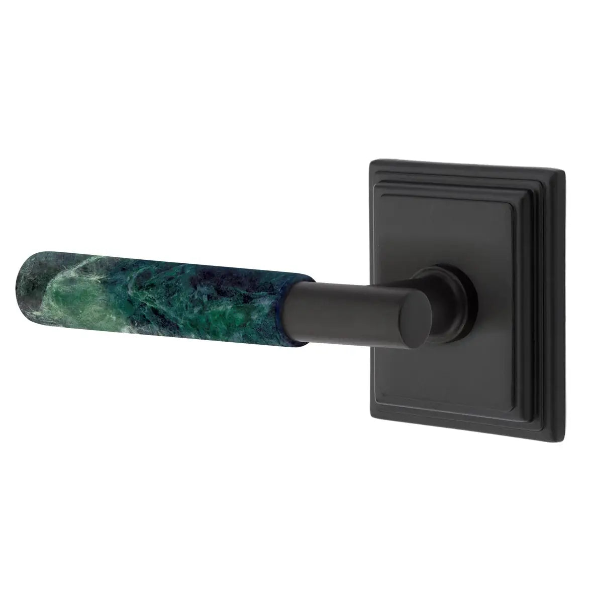 Emtek Green Marble Lever with Wilshire Rosette and T-Bar Stem by Emtek