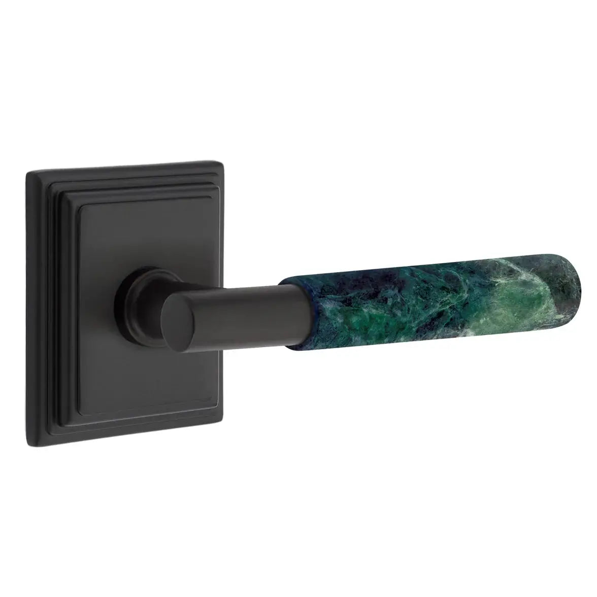 Emtek Green Marble Lever with Wilshire Rosette and T-Bar Stem by Emtek
