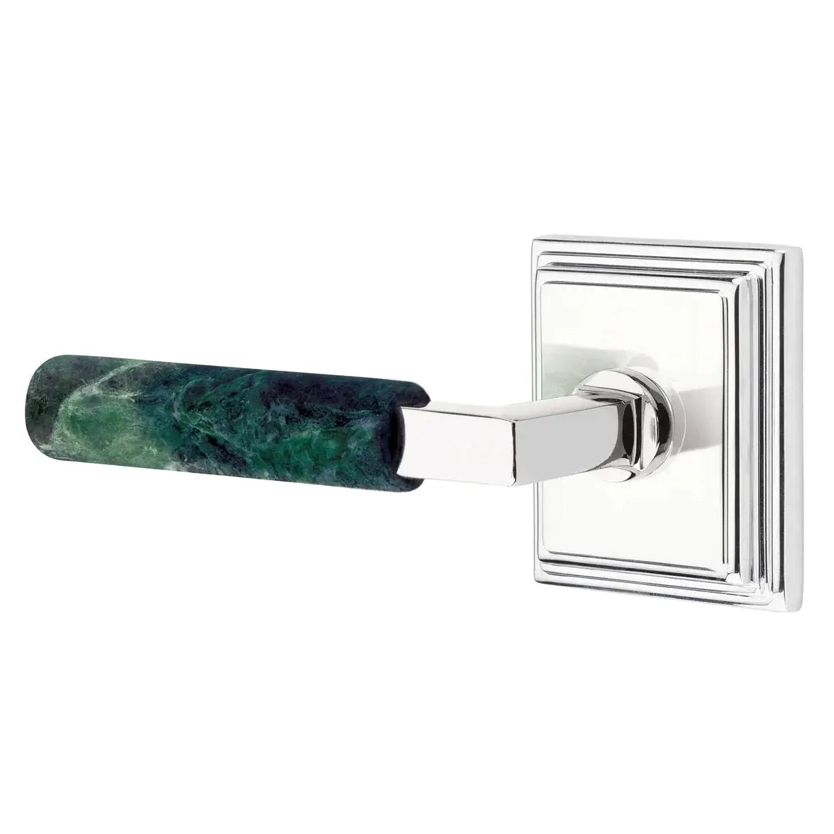 Emtek Green Marble Lever with Wilshire Rosette and L-Square Stem by Emtek