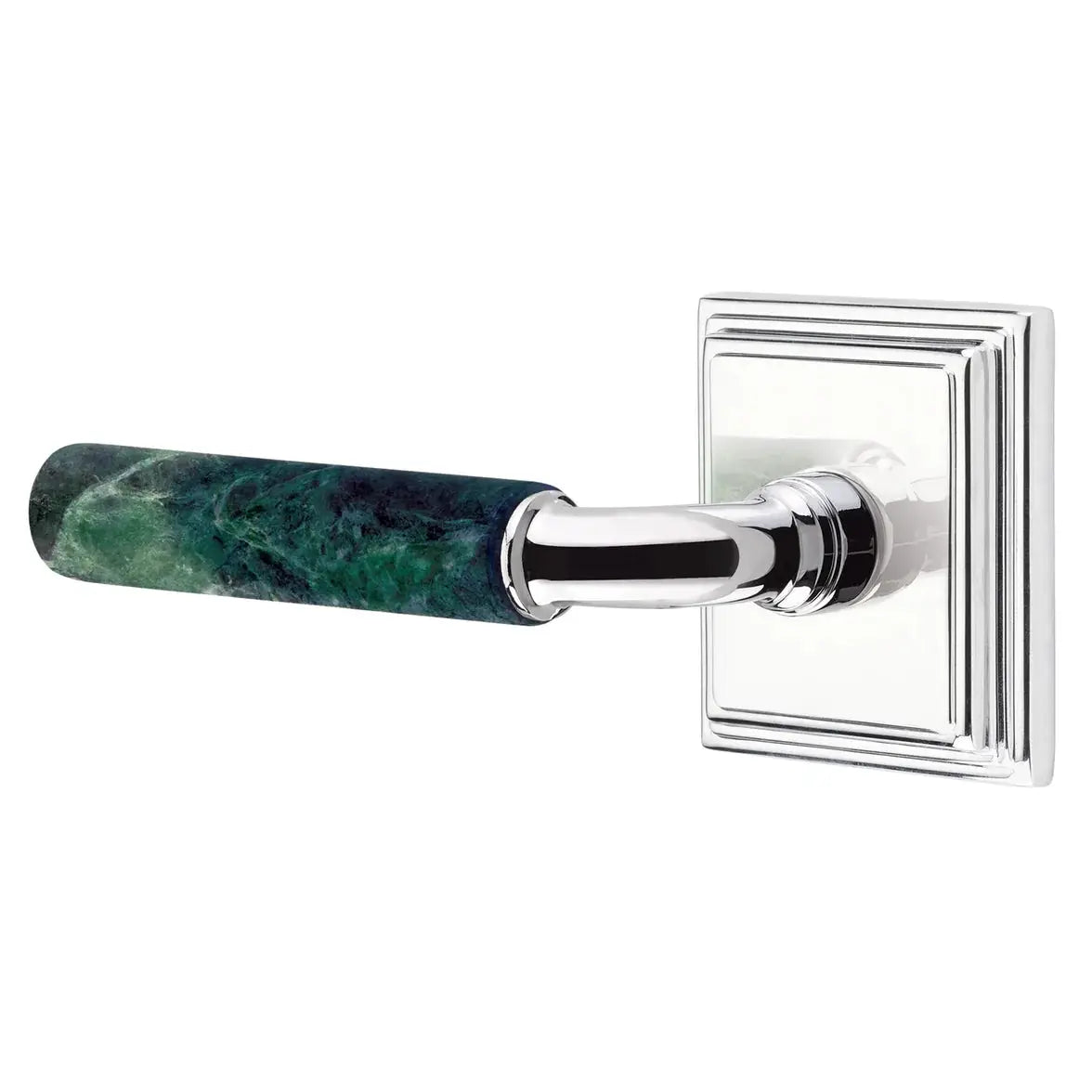 Emtek Green Marble Lever with Wilshire Rosette and R-Bar Stem by Emtek
