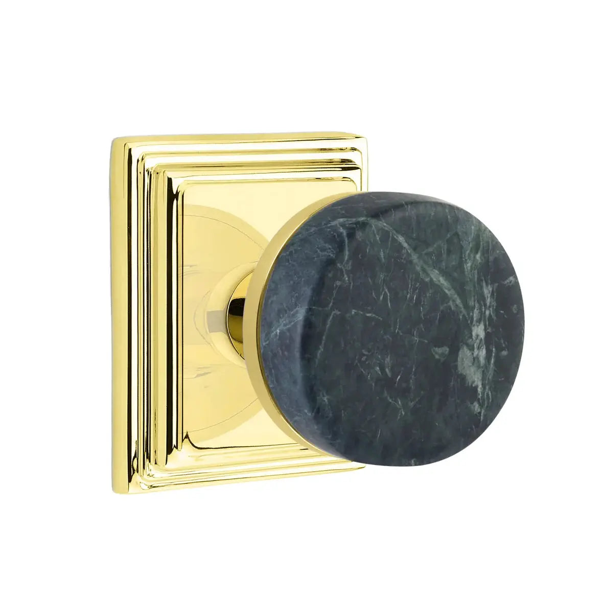 Emtek Green Marble Knob with Wilshire Rosette and Conical Stem by Emtek
