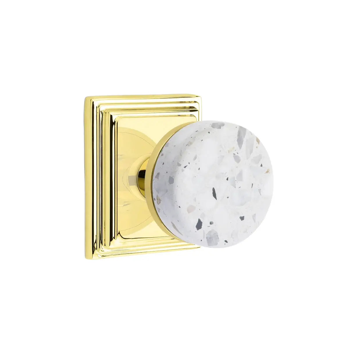 Emtek Light Terrazzo Knob with Wilshire Rosette and Conical Stem by Emtek