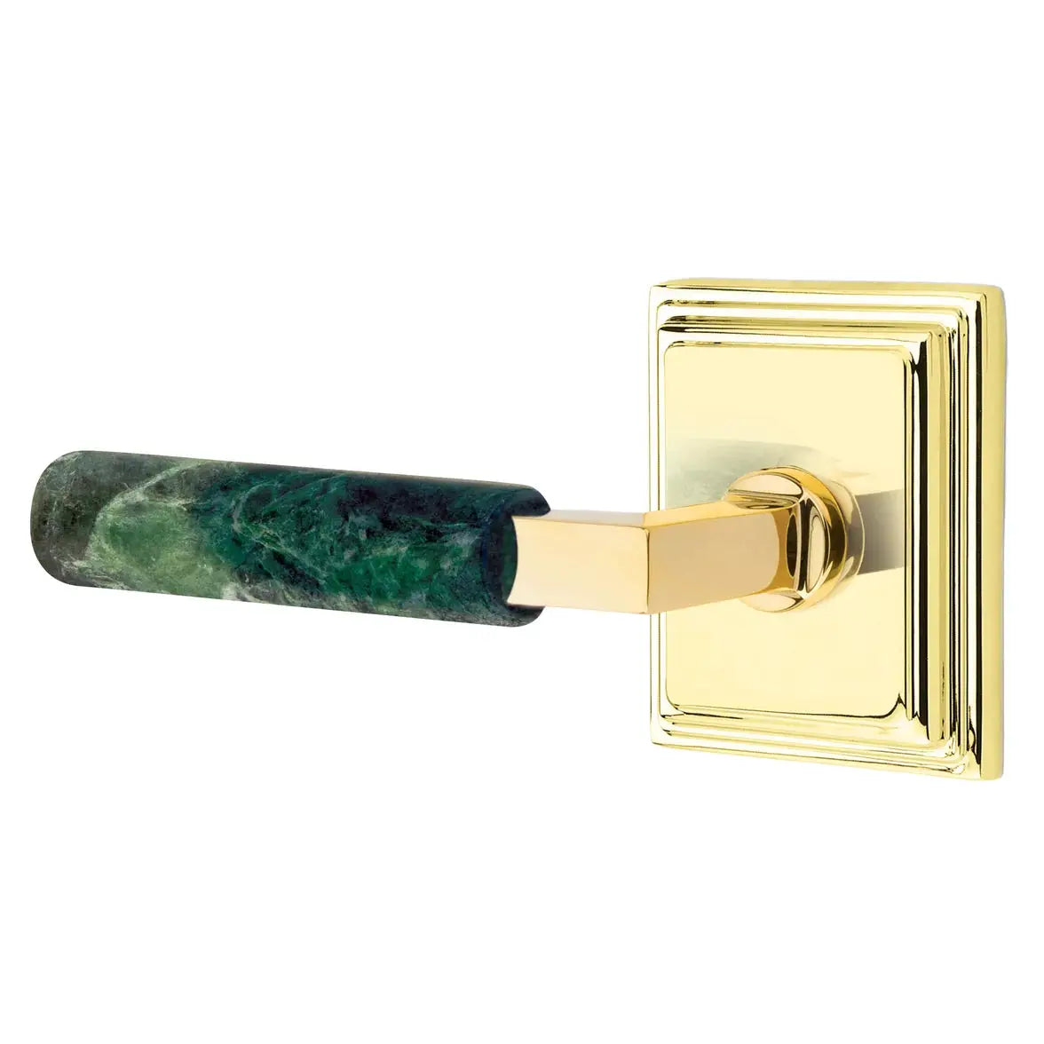 Emtek Green Marble Lever with Wilshire Rosette and L-Square Stem by Emtek