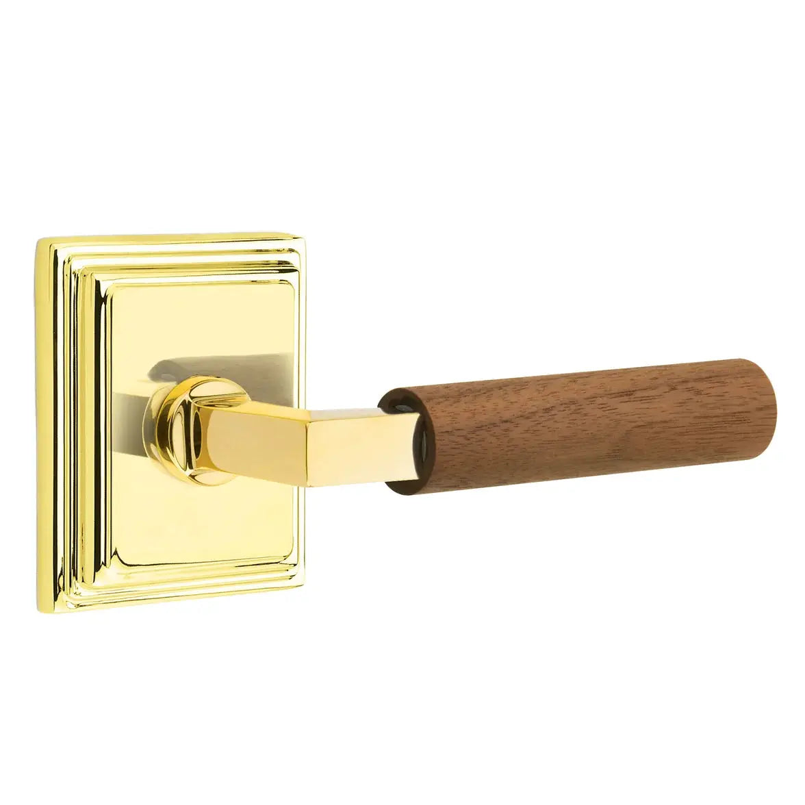 Emtek Walnut Lever with Wilshire Rosette and L-Square Stem by Emtek