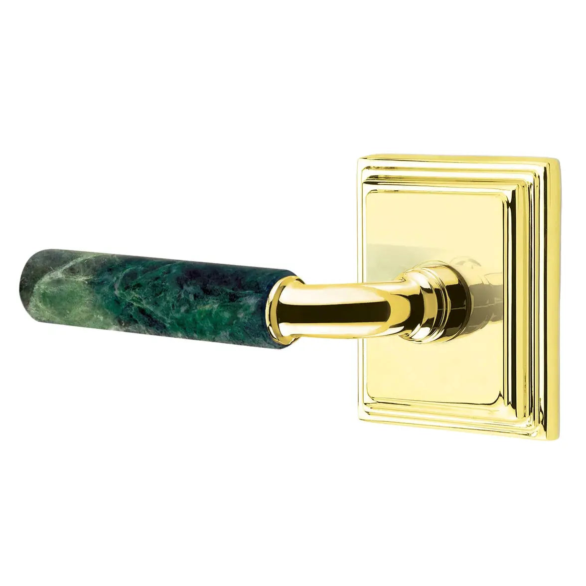 Emtek Green Marble Lever with Wilshire Rosette and R-Bar Stem by Emtek