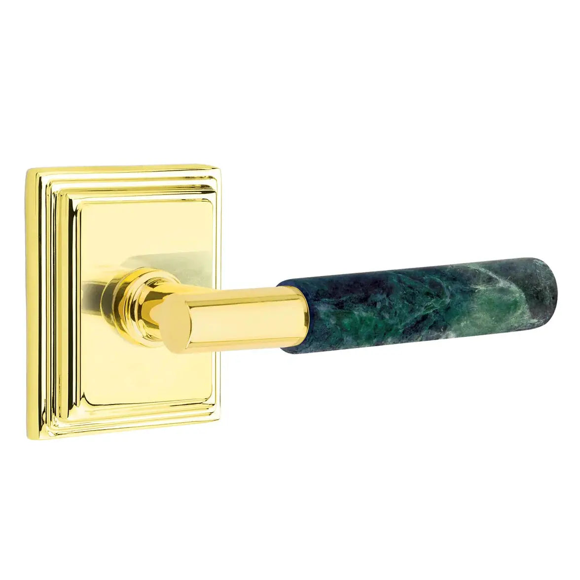Emtek Green Marble Lever with Wilshire Rosette and T-Bar Stem by Emtek