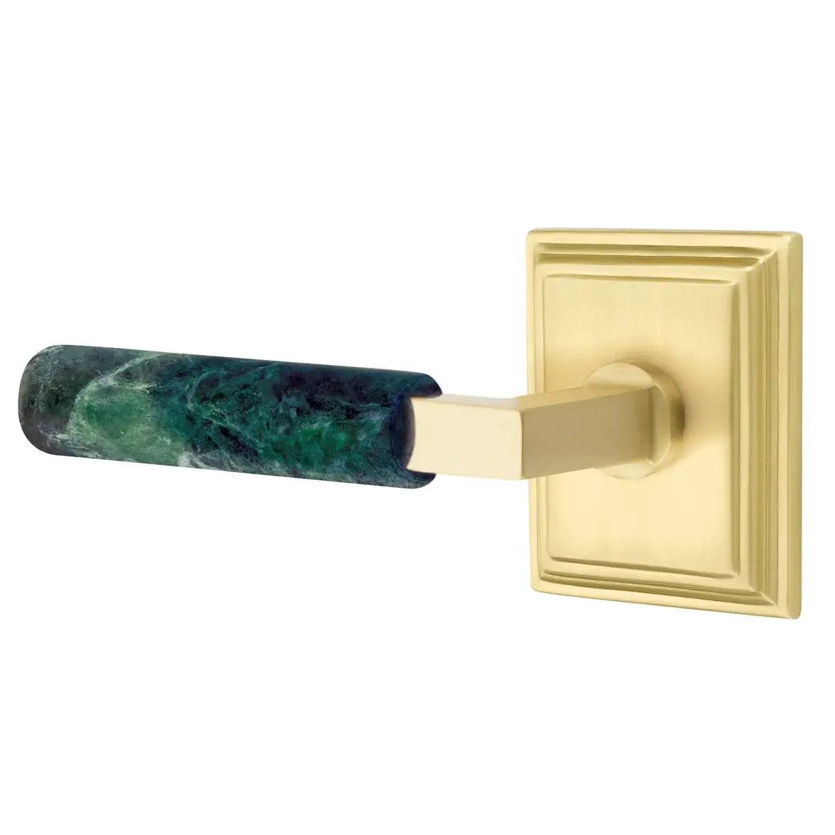 Emtek Green Marble Lever with Wilshire Rosette and L-Square Stem by Emtek