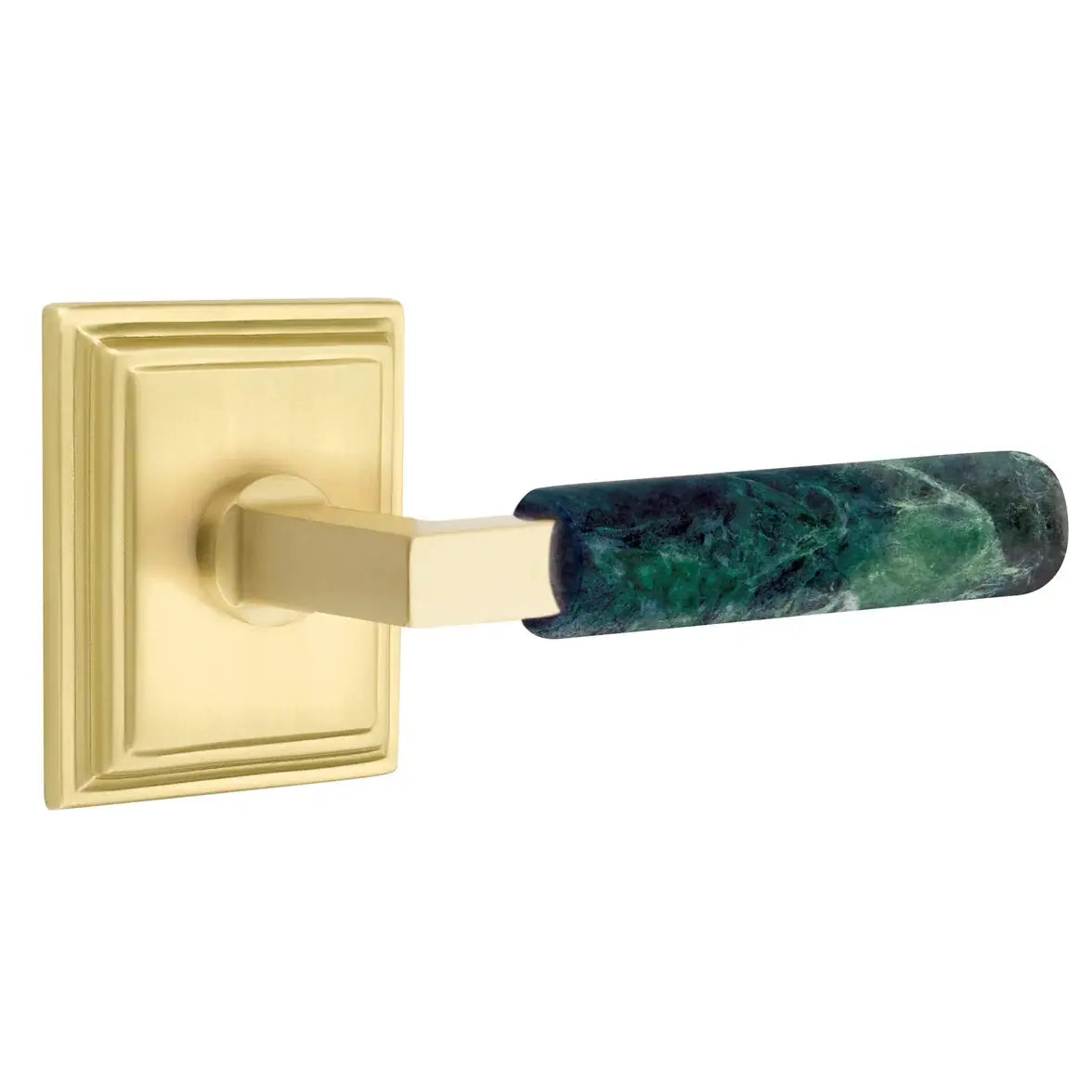 Emtek Green Marble Lever with Wilshire Rosette and L-Square Stem by Emtek