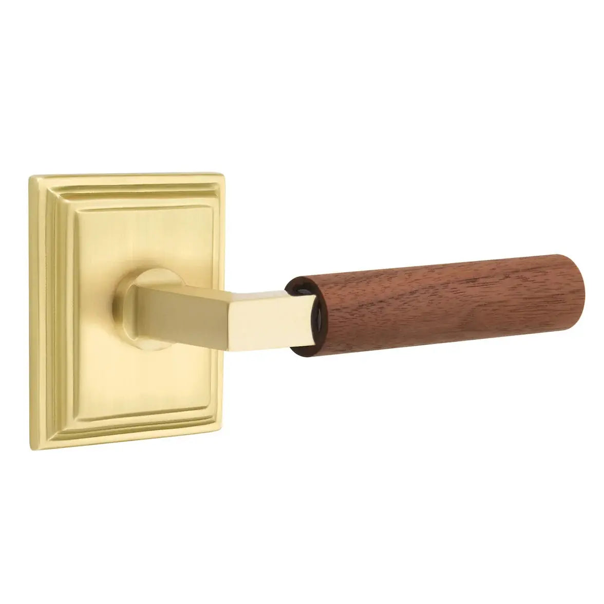 Emtek Walnut Lever with Wilshire Rosette and L-Square Stem by Emtek
