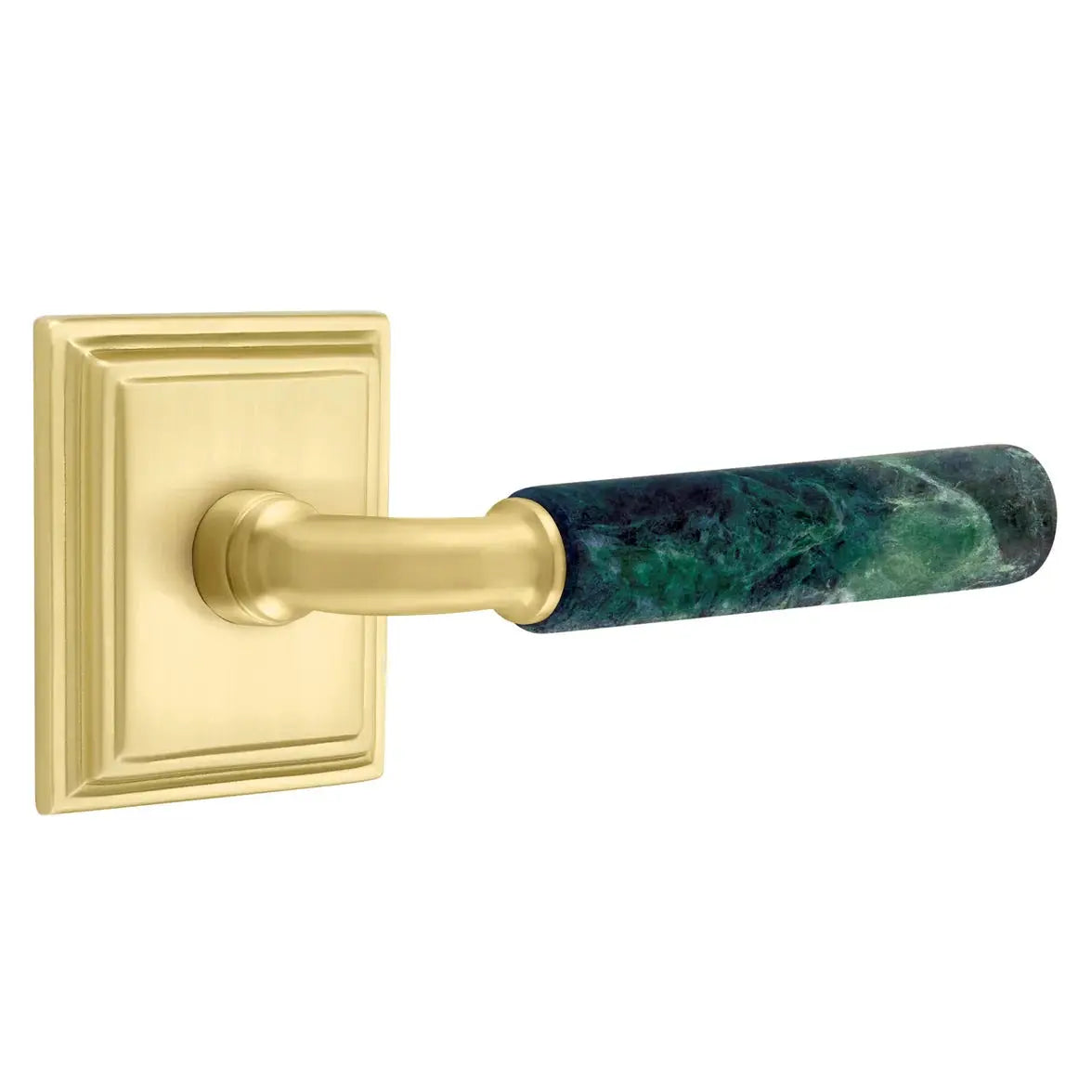 Emtek Green Marble Lever with Wilshire Rosette and R-Bar Stem by Emtek