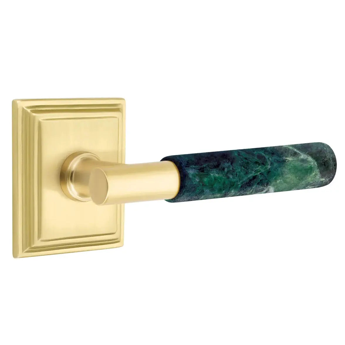 Emtek Green Marble Lever with Wilshire Rosette and T-Bar Stem by Emtek